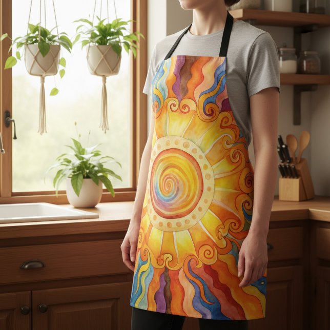 Colorful Sun All-Over Print Apron (Creator Uploaded)