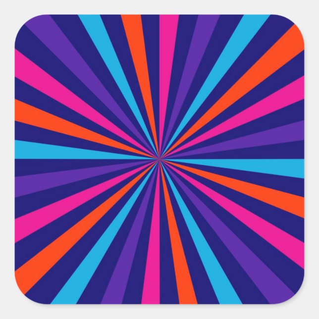 Colorful Sun Burst Spinning Wheel Design Square Sticker (Front)