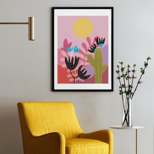 Colorful sun desert modern cactus deco art print (Creator Uploaded)