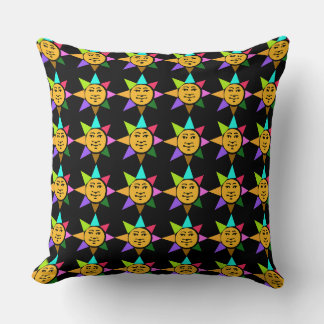 Colorful Sun Face Pattern Throw Pillow
