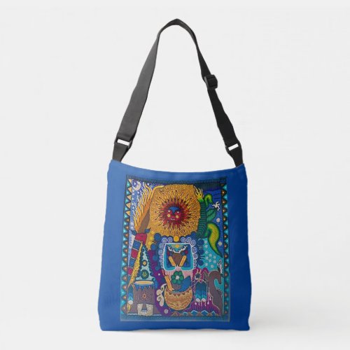 Colorful Sun Huichol Art Crossbody Bag