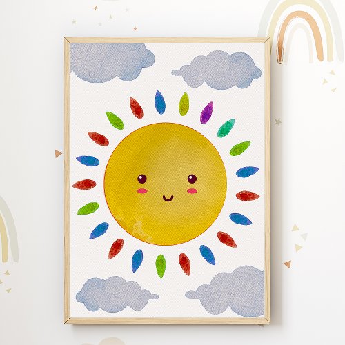  Colorful Sun Kids Room Poster Nursery Print