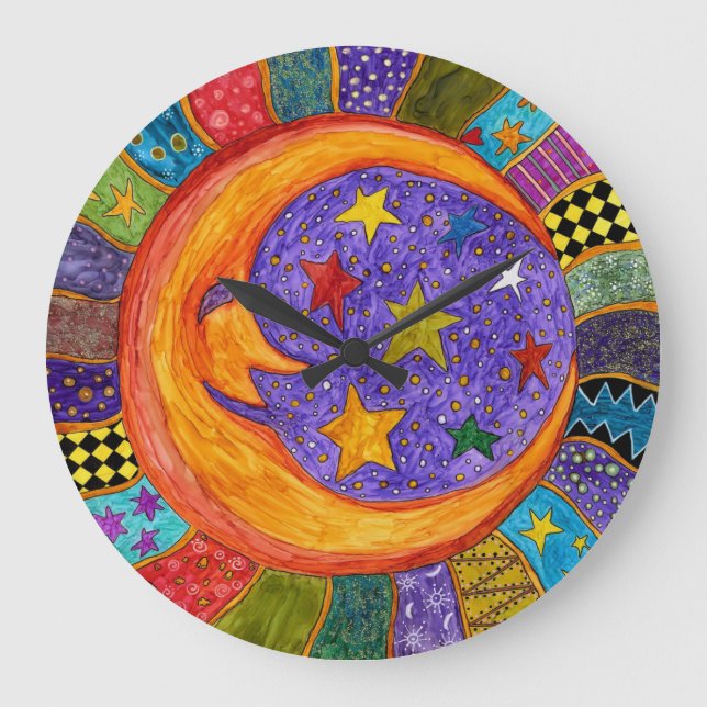 Colorful Sun, Moon and Stars Clock (Front)