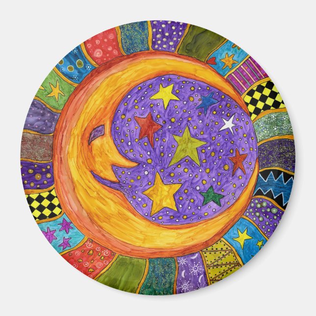 Colorful Sun, Moon and Stars Magnet (Front)