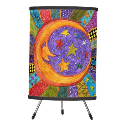 Colorful Sun Moon and Starts Tripod Lamp