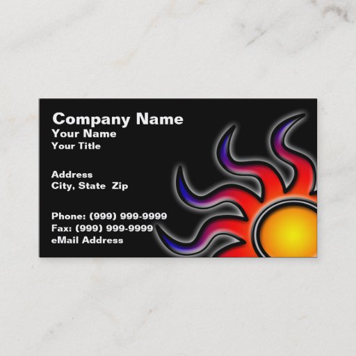 Customizable Colorful Sun on a Black Background Business Card
