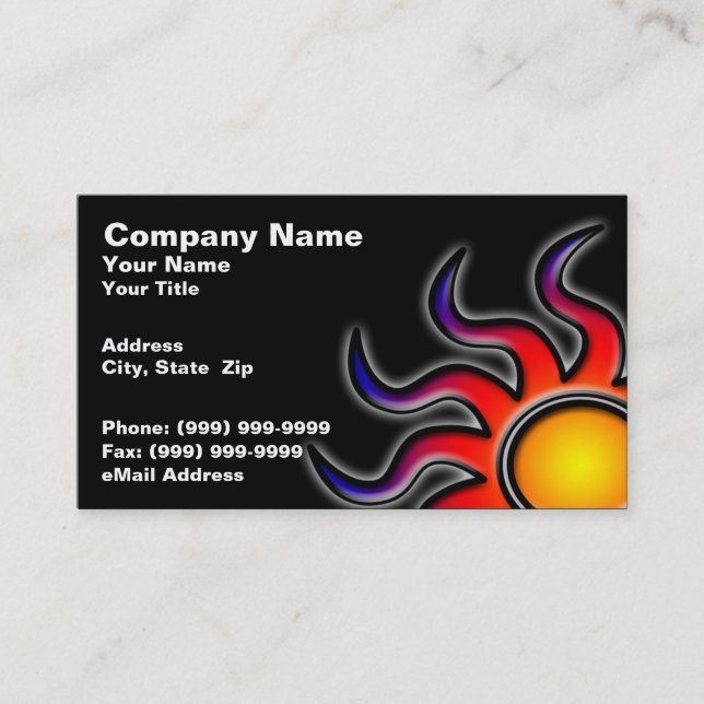 Colorful Sun on a Black Background Business Card (Front)