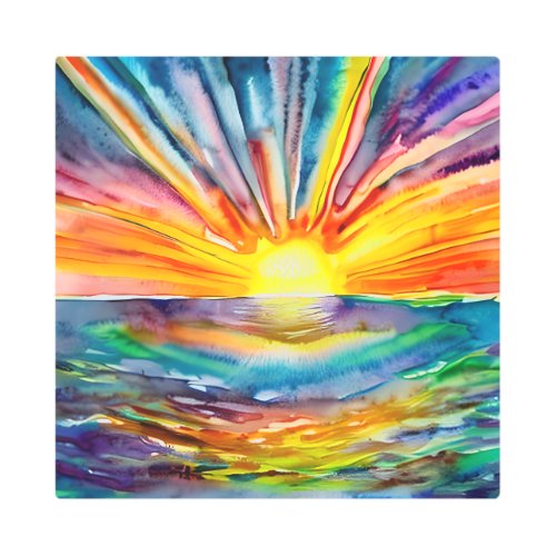 Colorful Sun Rays over the Water Reflection AI Art