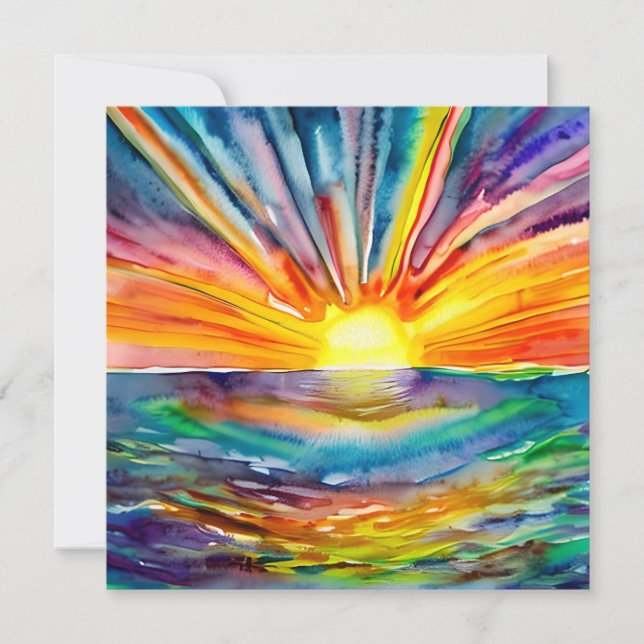 Colorful Sun Rays over the Water Reflection AI Art (Front)