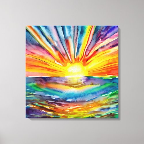 Colorful Sun Rays over the Water Reflection AI Art Canvas Print