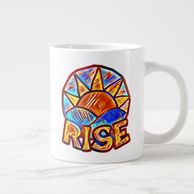 Colorful Sun Rise ~ Uplifting Message Graphic Large Coffee Mug (Right)