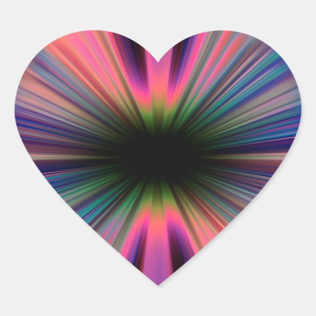 Colorful sunburst rays heart sticker (Front)
