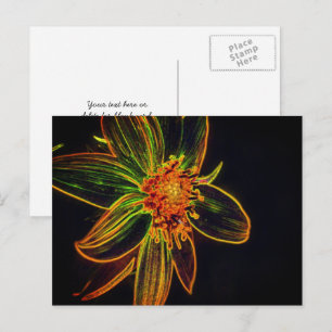 Colorful Sunflower Abstract Flower Art Postcard