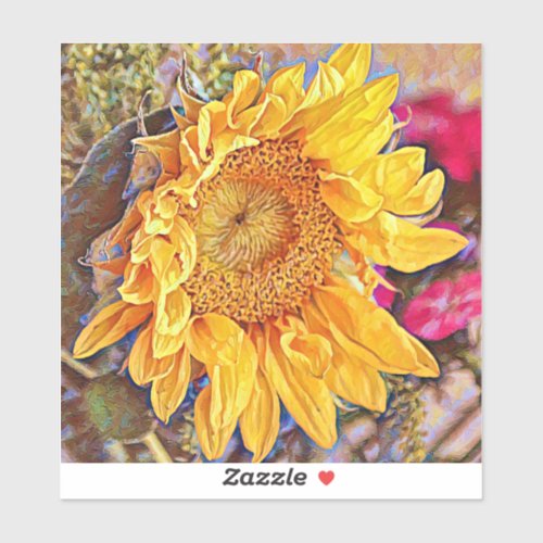 Colorful Sunflower Art Large Sticker