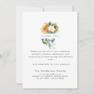 Colorful Sunflower Bereavement Funeral IIThank You Thank You Card