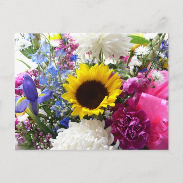 Colorful sunflower bouquet postcard (Front)
