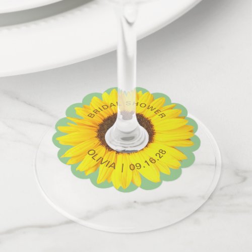 Colorful Sunflower Bridal Shower Wine Glass Tag