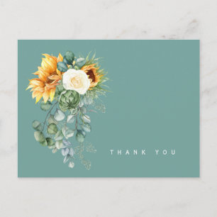 Colorful Sunflower Floral Sage Funeral Thank You Postcard