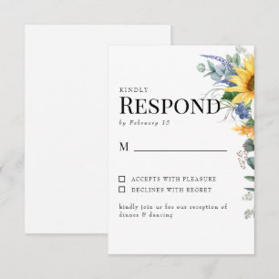 Colorful Sunflower Floral Wedding RSVP Card