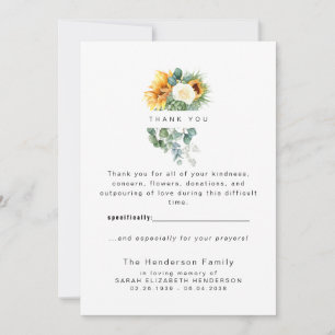 Colorful Sunflower Funeral Thank You Card