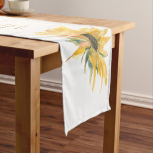 Colorful Sunflower Grateful Thankful White Medium Table Runner