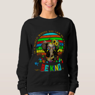 Colorful Sunflower Kind Elephant Autism Awareness Sweatshirt