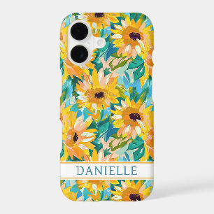 Colorful Sunflower Painting Monogrammed iPhone 17 Case