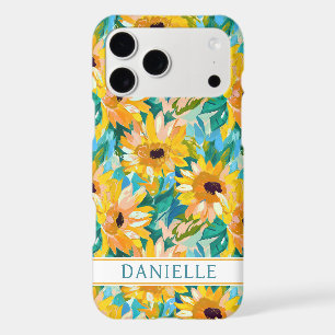Colorful Sunflower Painting Monogrammed iPhone 17 Pro Max Case