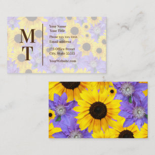 Colorful Sunflower & Purple Personalized  Business Card