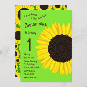 Colorful Sunflowers 1st Birthday Invitations