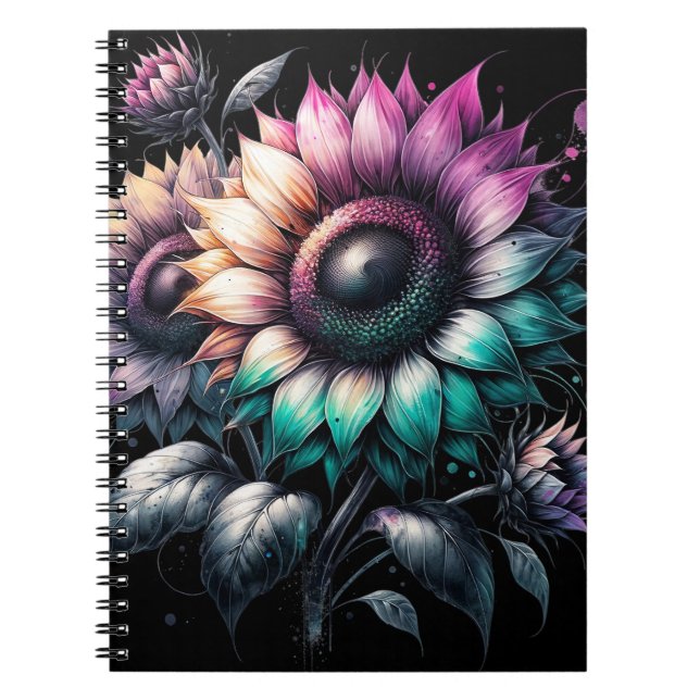 Colorful Sunflowers Notebook (Front)