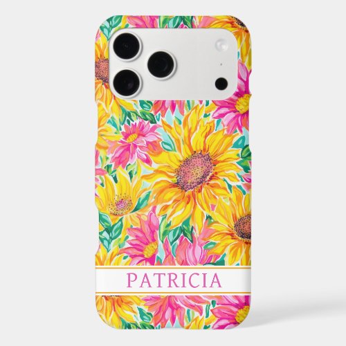 Colorful Sunflowers Painting Monogrammed iPhone 17 Pro Max Case