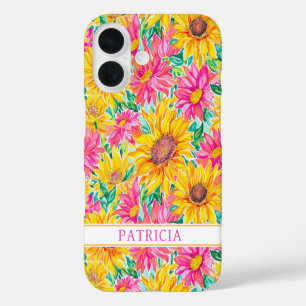 Colorful Sunflowers Painting Monogrammed iPhone 16 Case