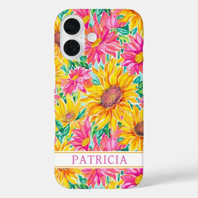 Colorful Sunflowers Painting Monogrammed Case-Mate iPhone Case (Back)