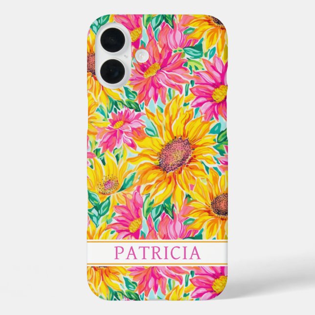 Colorful Sunflowers Painting Monogrammed Case-Mate iPhone Case (Back)