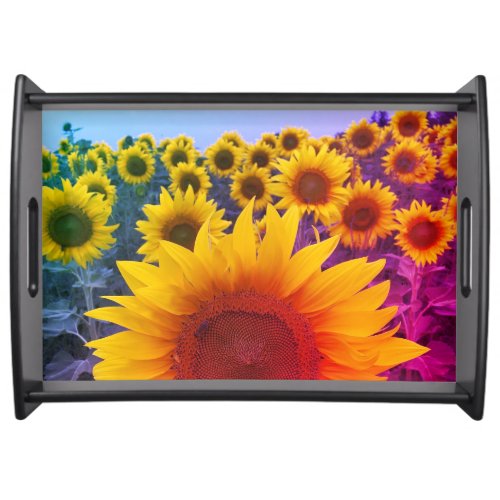 Colorful Sunflowers Photo Country Floral  Serving Tray