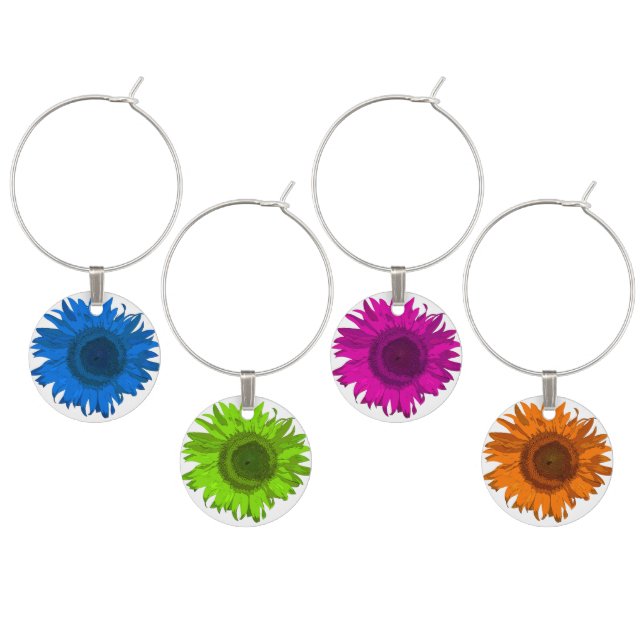 Colorful Sunflowers Wine Glass Charm (Staggered)
