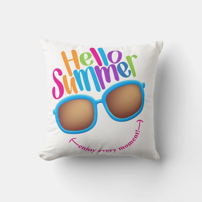 Colorful Sunglasses for Summer Throw Pillow (Front)