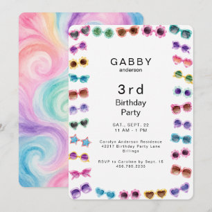 Colorful Sunglasses Young Girl Birthday Party Invitation