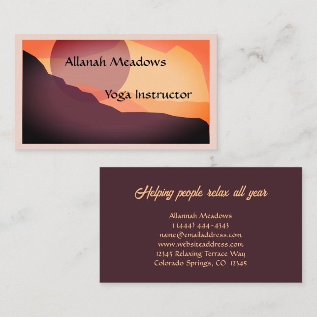 Colorful Sunrise Yoga Instructor Business Card  (Front/Back)