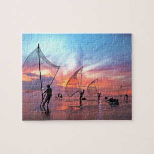 Colorful Sunset Beach Windsurf Bucket List Photo Jigsaw Puzzle