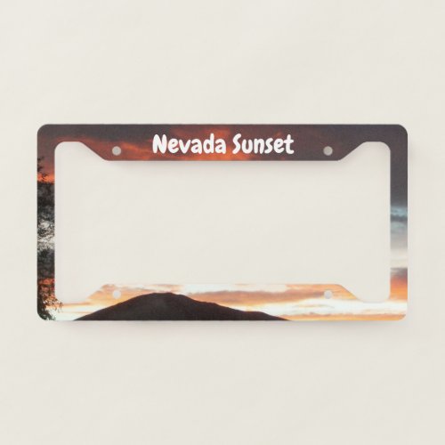 Colorful Sunset Behind Mt Grant Nevada License Plate Frame