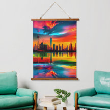 Colorful Sunset Cityscape Art