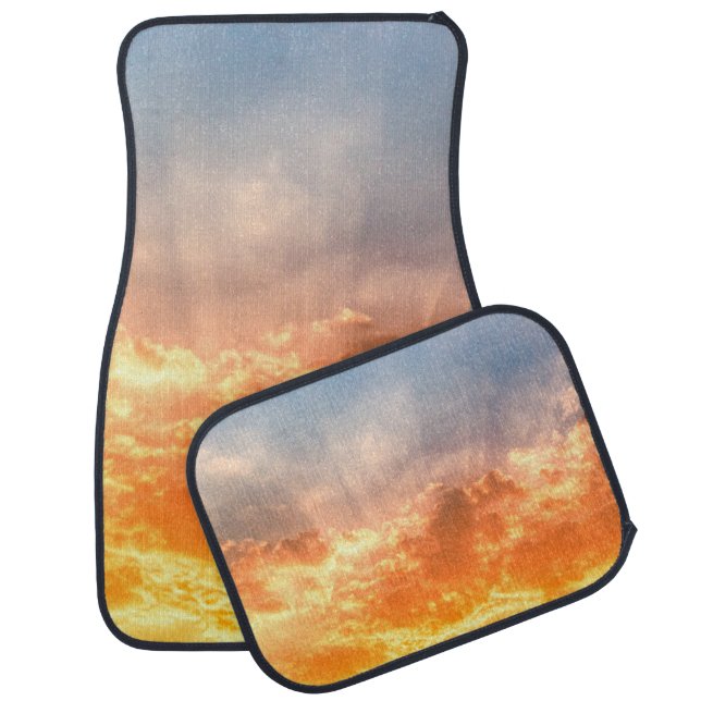 Colorful sunset: fiery sky twilight. car floor mat (Set)