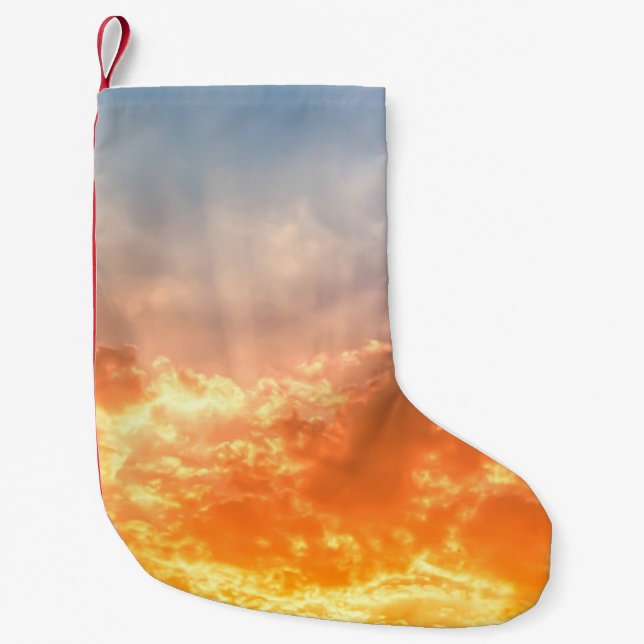 Colorful sunset: fiery sky twilight. small christmas stocking (Front)