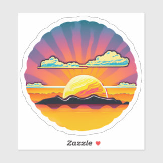 Colorful Sunset in Shell Sticker
