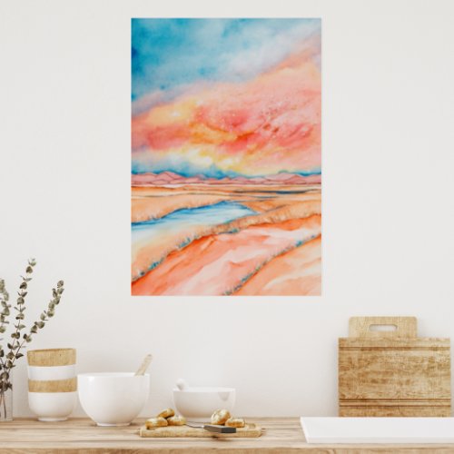 Colorful sunset in the Desert Poster