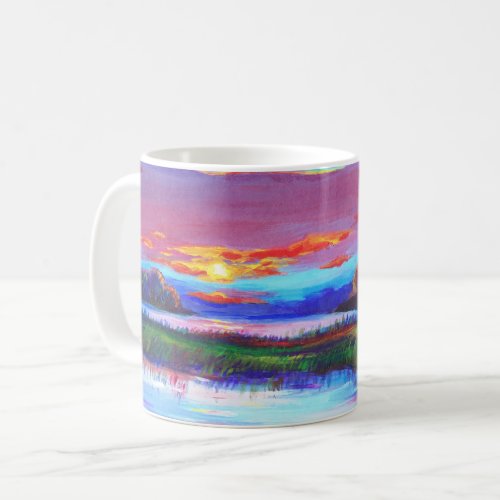 Colorful Sunset Landscape Painting Coffee Mug