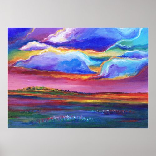 Colorful Sunset Landscape Painting Poster