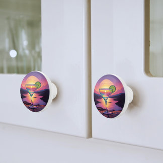 Colorful Sunset Margarita Ceramic Knob